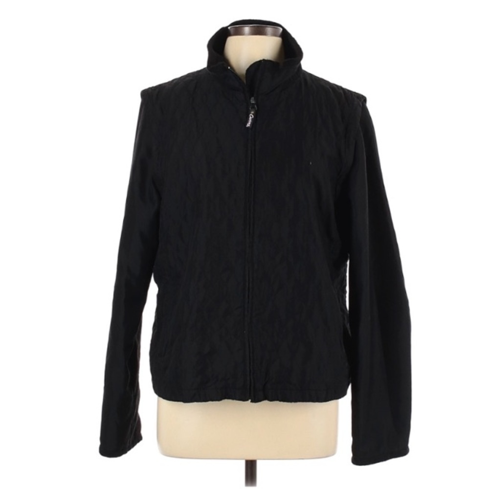 Curves women’s gym quilted black casual active zip up jacket Large